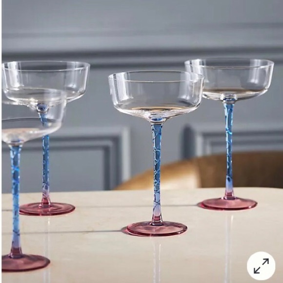 Anthropologie Other - Anthropologie Coupe Glasses Handpainted Handblown Set Of Four New In Box NWT